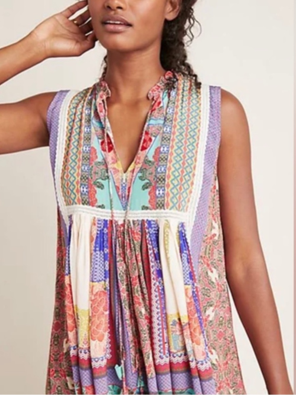 Anthropologie Bhanuni by Jyoti Sleeveless Blouse Beaded Size S Like New